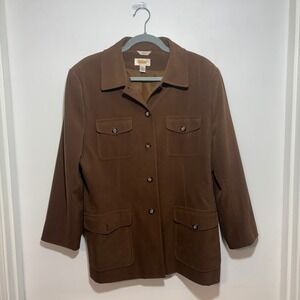 Talbots Brown Stretch Utility Jacket Women Size 14‎